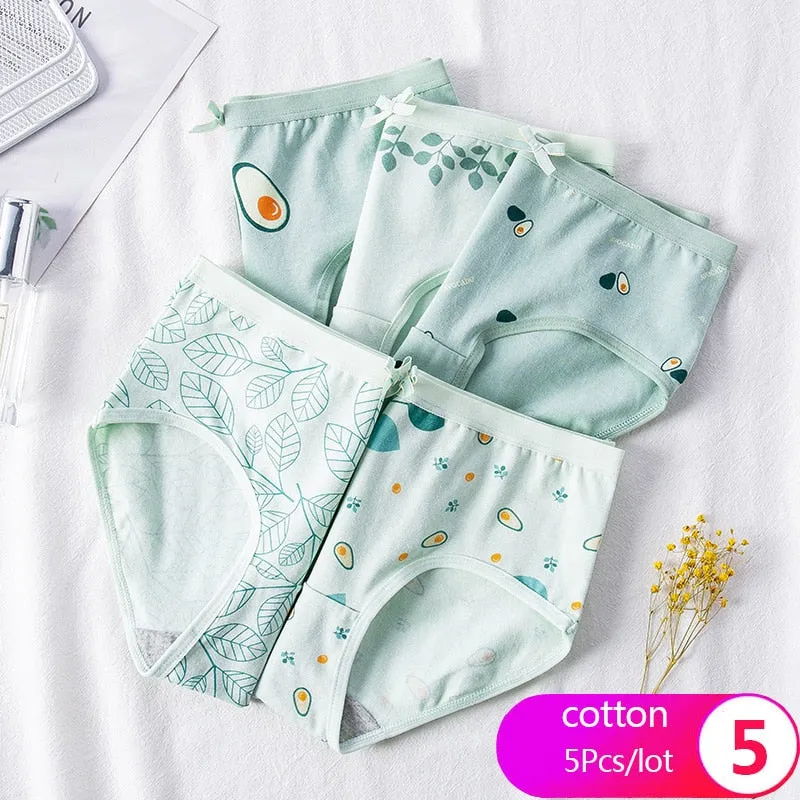 7Pcs/5Pcs Women Panties Comfort Cotton Mix Breathable Underwear Seamless Ladies Low Waist Lingeries Cute Girls Briefs
