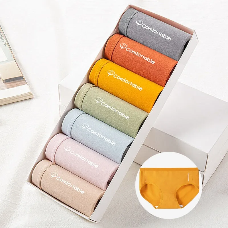 7Pcs/5Pcs Women Panties Comfort Cotton Mix Breathable Underwear Seamless Ladies Low Waist Lingeries Cute Girls Briefs