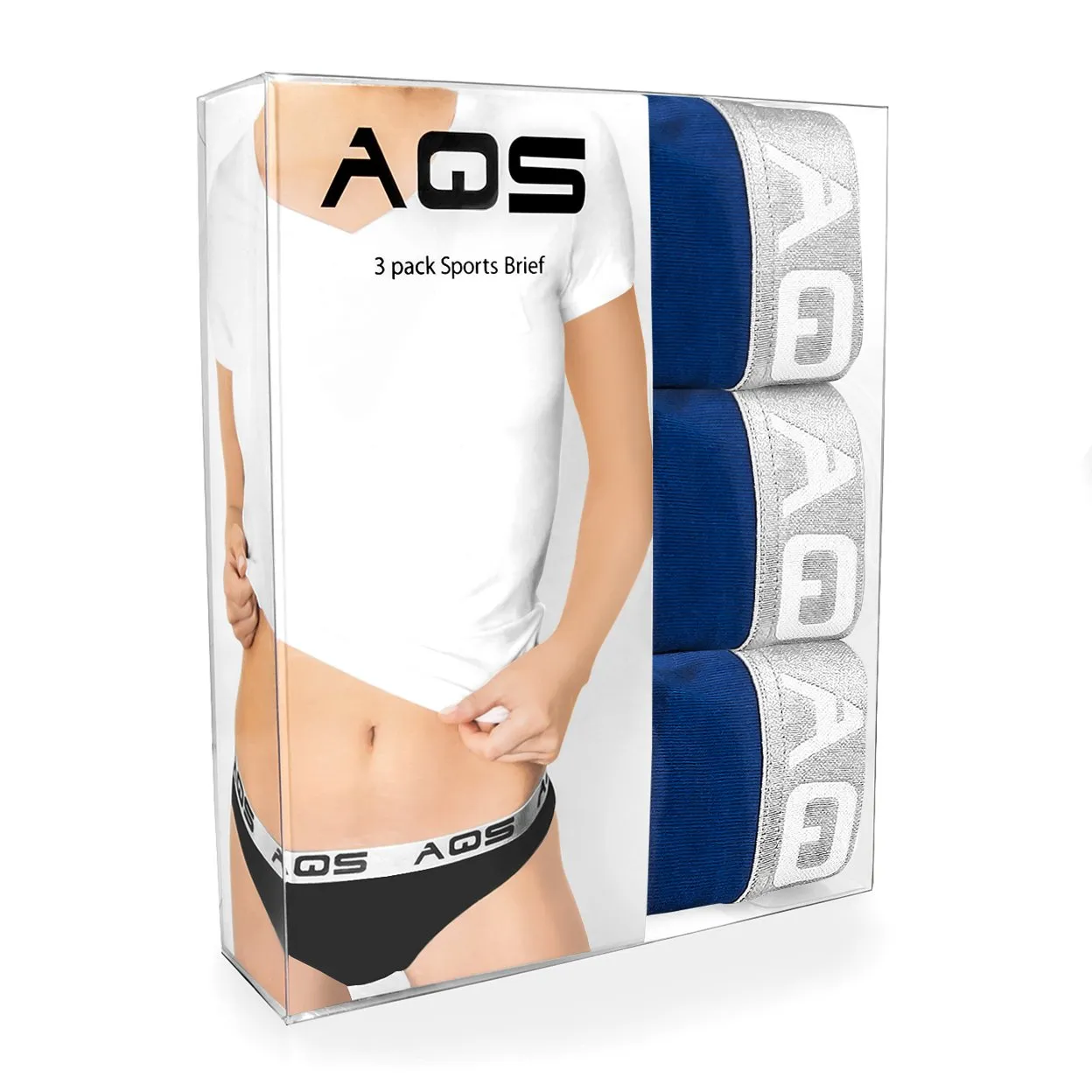 AQS Ladies Dark Blue Cotton Bikini Underwear - 3 Pack Three-pack of womens