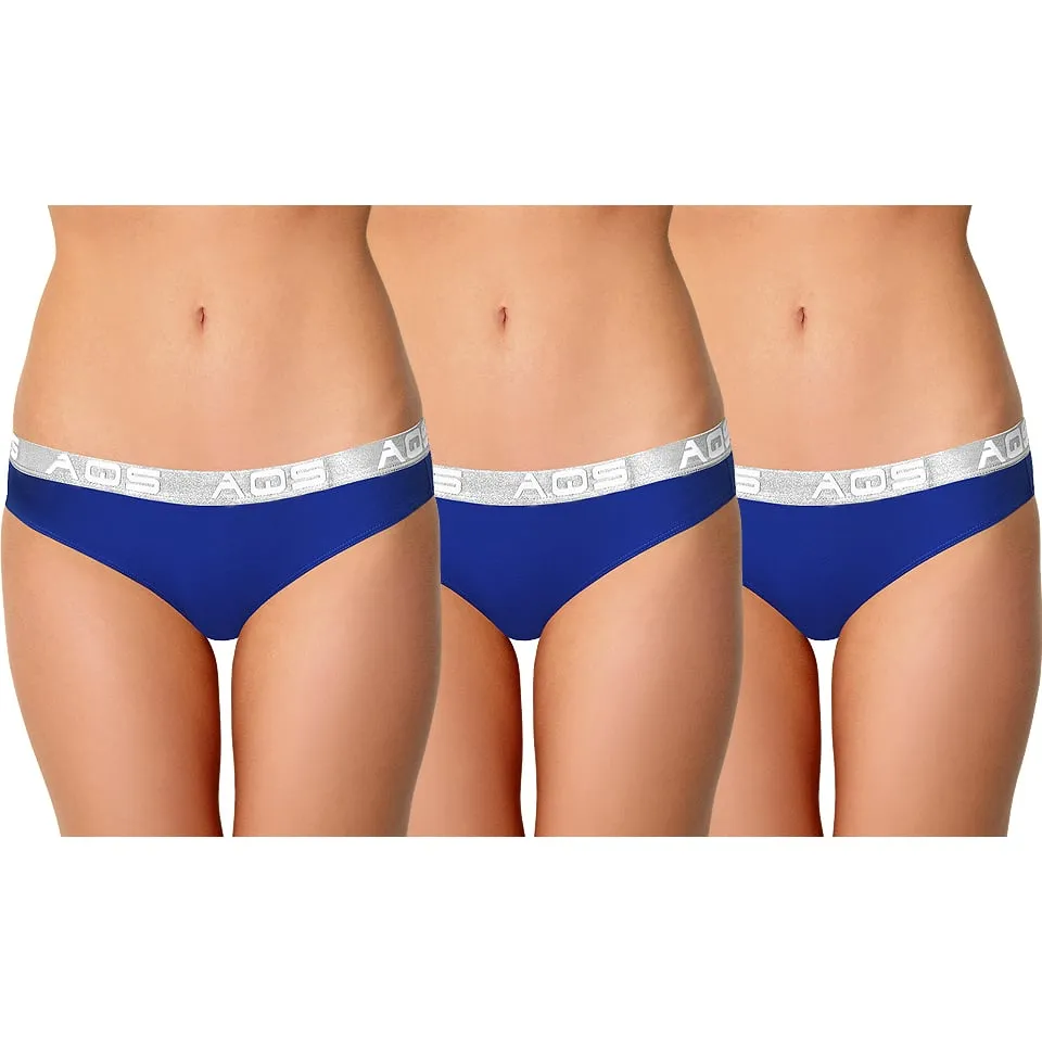 AQS Ladies Dark Blue Cotton Bikini Underwear - 3 Pack Three-pack of womens