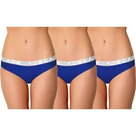 AQS Ladies Dark Blue Cotton Bikini Underwear - 3 Pack Three-pack of womens