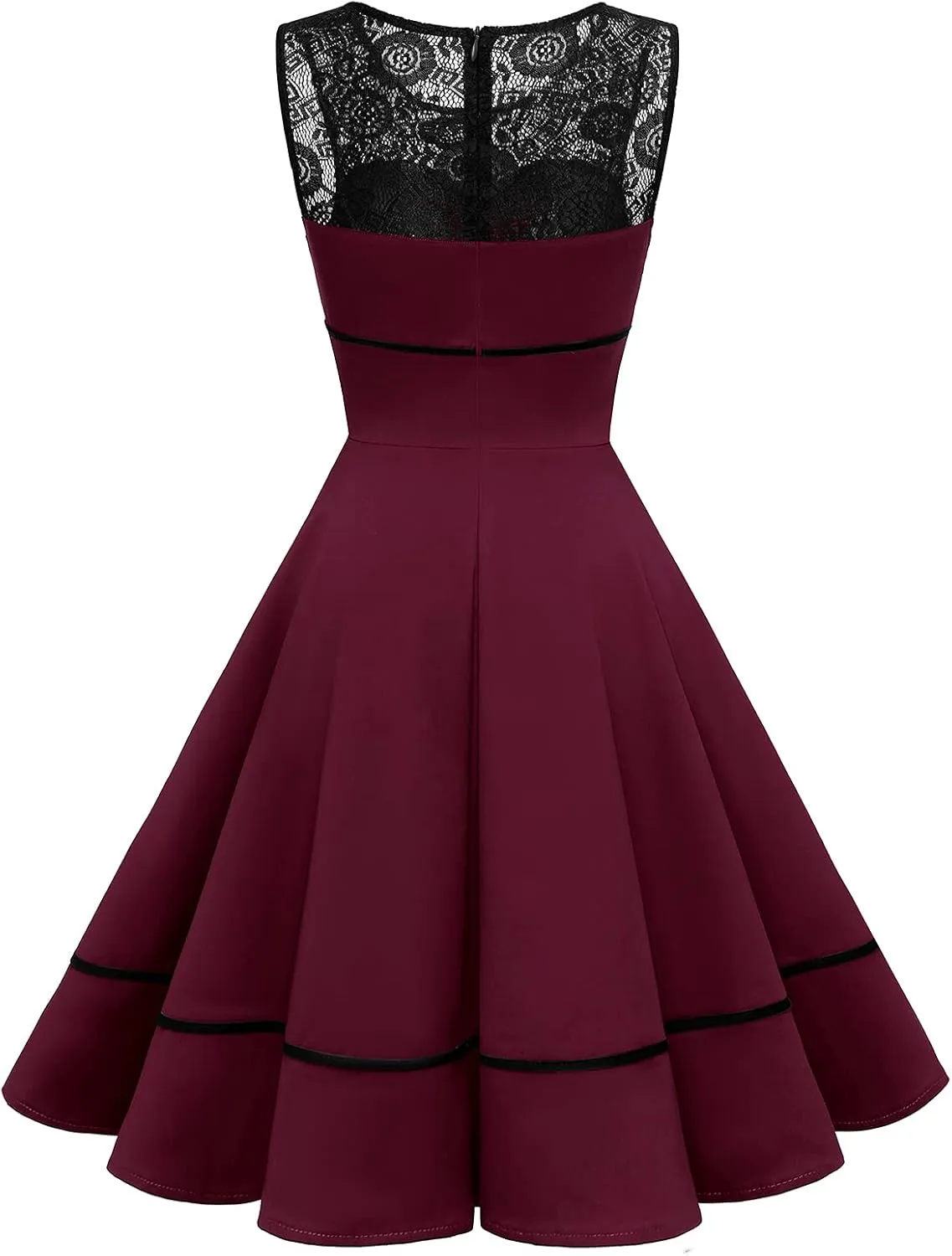 Bbonlinedress Women's 50s Vintage Floral Lace Retro Rockabilly Sleeveless Round Neck Cocktail Party Swing Dress