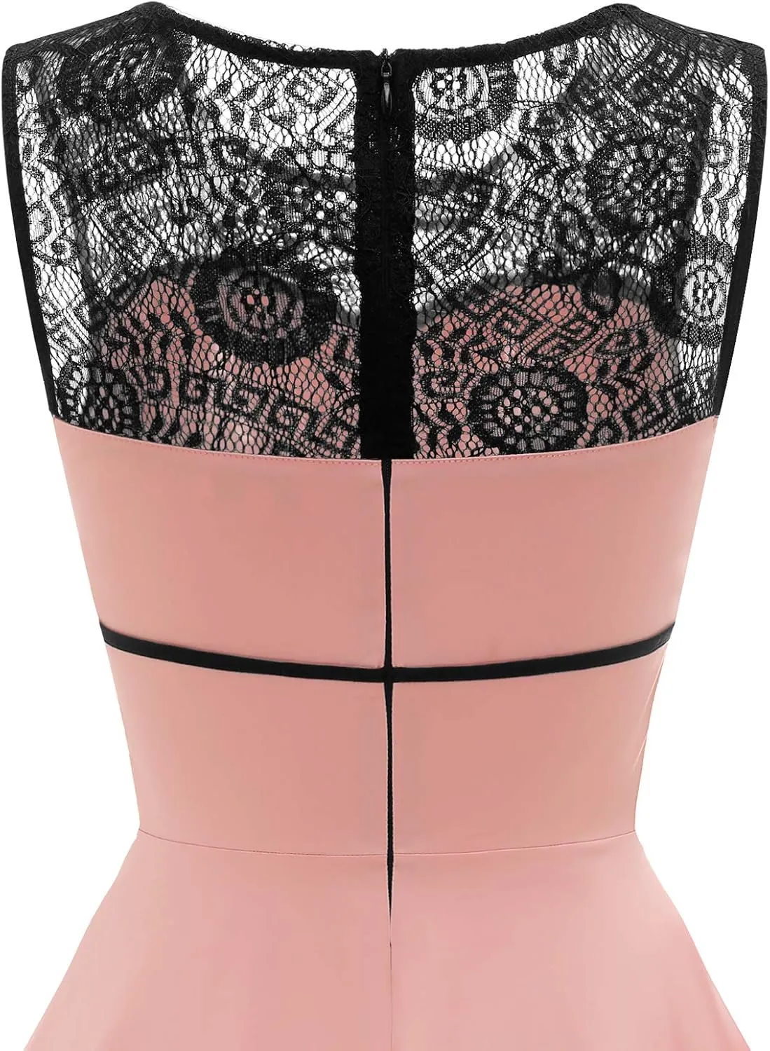 Bbonlinedress Women's 50s Vintage Floral Lace Retro Rockabilly Sleeveless Round Neck Cocktail Party Swing Dress