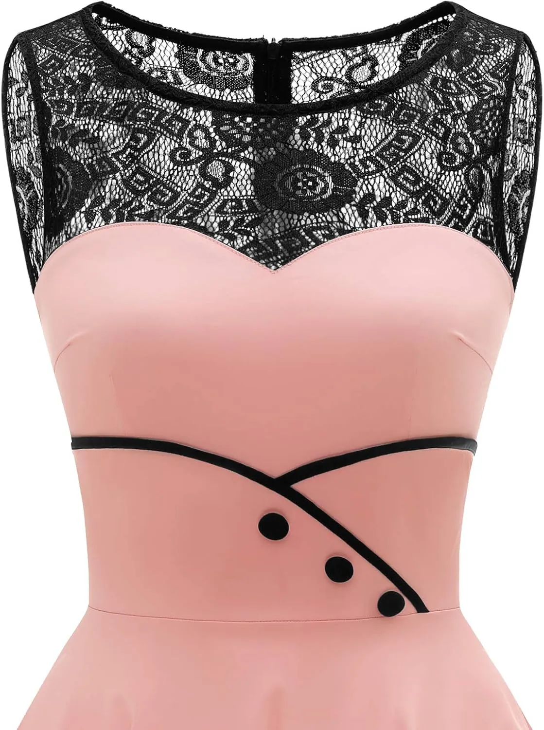 Bbonlinedress Women's 50s Vintage Floral Lace Retro Rockabilly Sleeveless Round Neck Cocktail Party Swing Dress