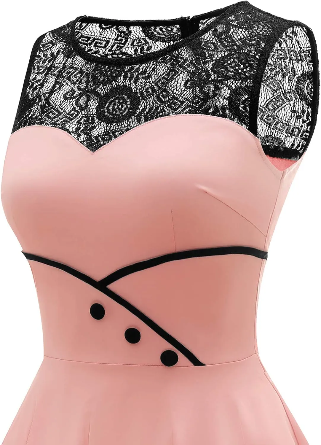 Bbonlinedress Women's 50s Vintage Floral Lace Retro Rockabilly Sleeveless Round Neck Cocktail Party Swing Dress