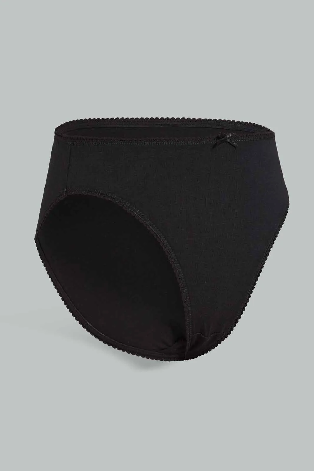 Black Plain Hi Leg Brief Set For Women (Pack of 5)