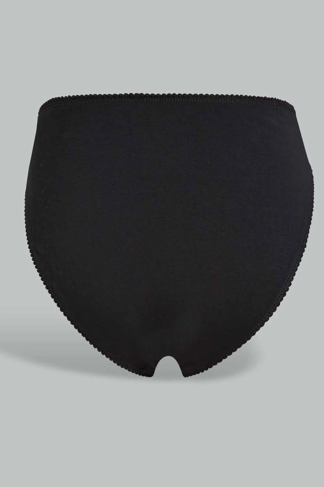Black Plain Hi Leg Brief Set For Women (Pack of 5)