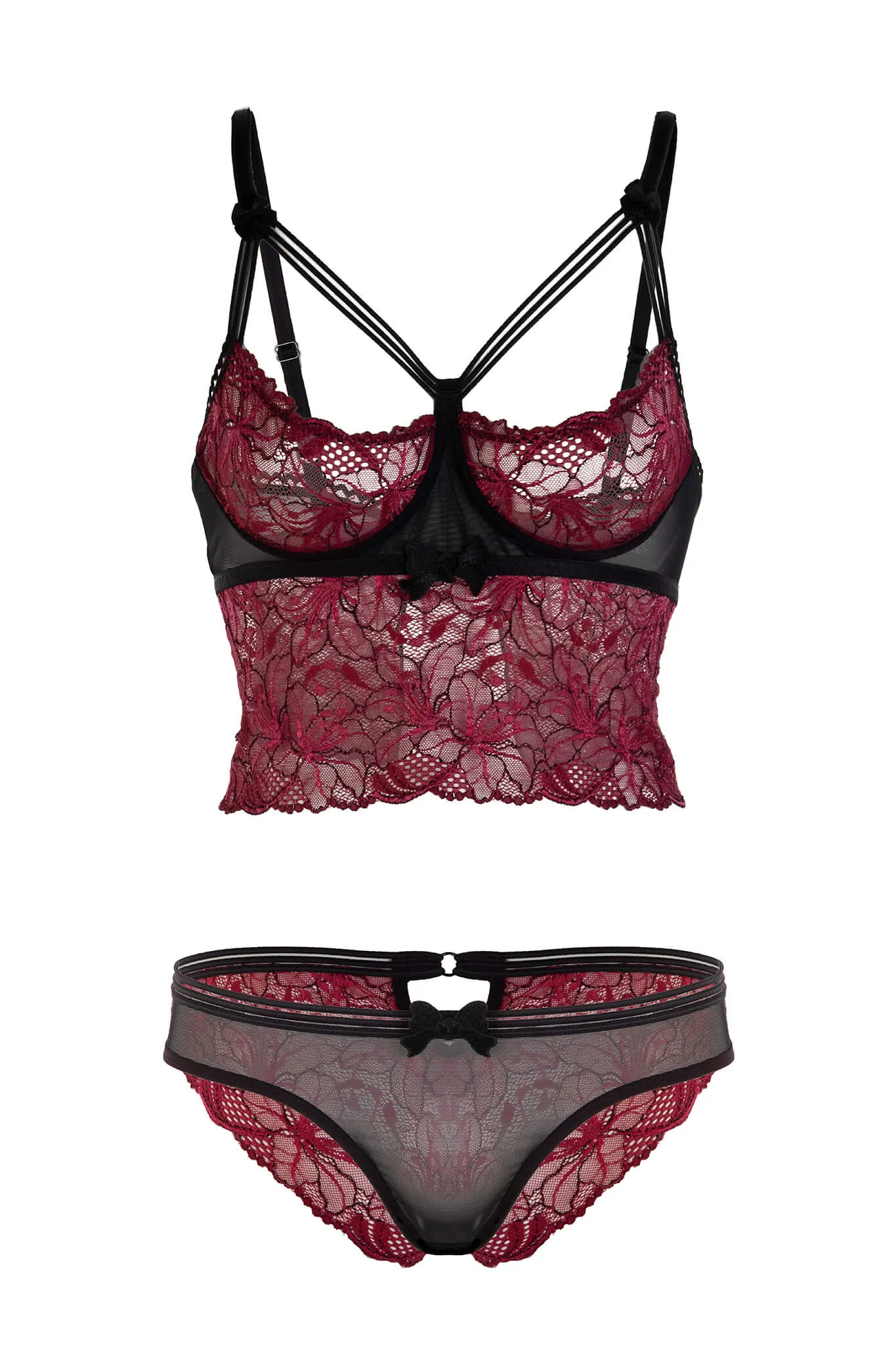 Bordeaux Lace Longline Lingerie Set