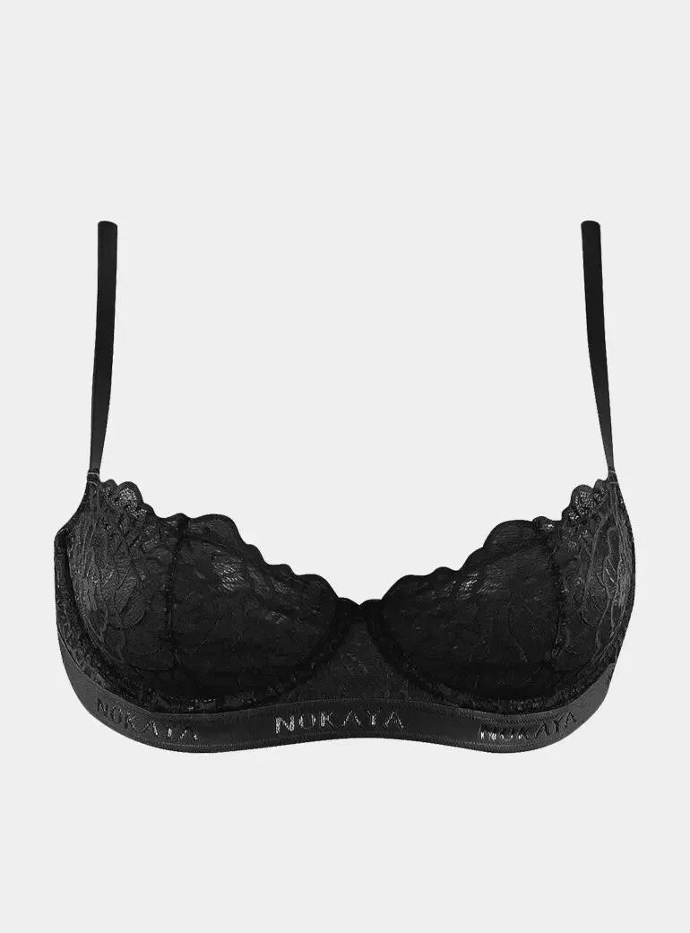 Born in Ukraine Lace Balcony Bra Black