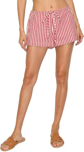 Cali1850 Womens Striped Shorts Low Rise Drawstring Elastic Waistband with Button Closure Side Slit