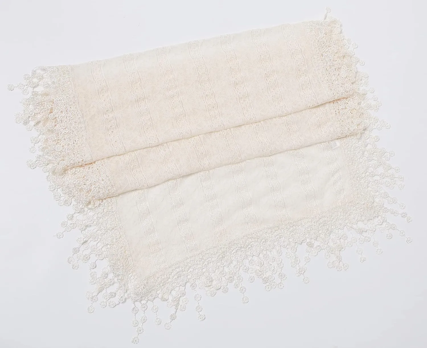 Cindy and Wendy Lightweight Soft Leaf Lace Fringes Scarf shawl for Women