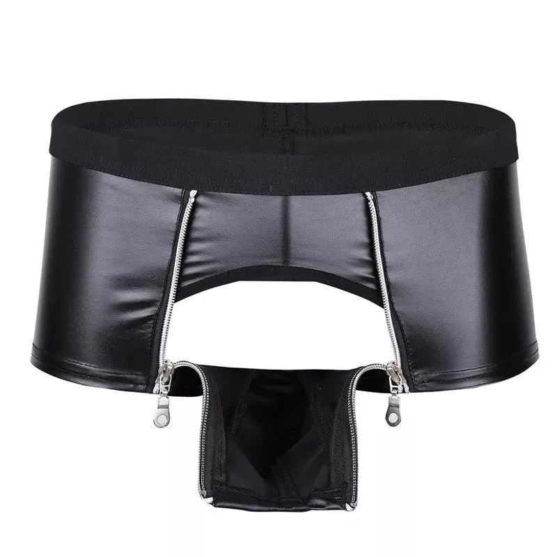 Come Closer Sexy Briefs |  Faux Leather | Double Zipper |  Stretch