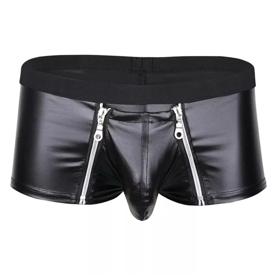 Come Closer Sexy Briefs |  Faux Leather | Double Zipper |  Stretch