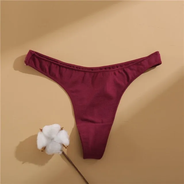 Cotton Mix Women's Panties Comfortable Underwear Low Waist Solid Color Briefs Plus Size Panty Lingerie