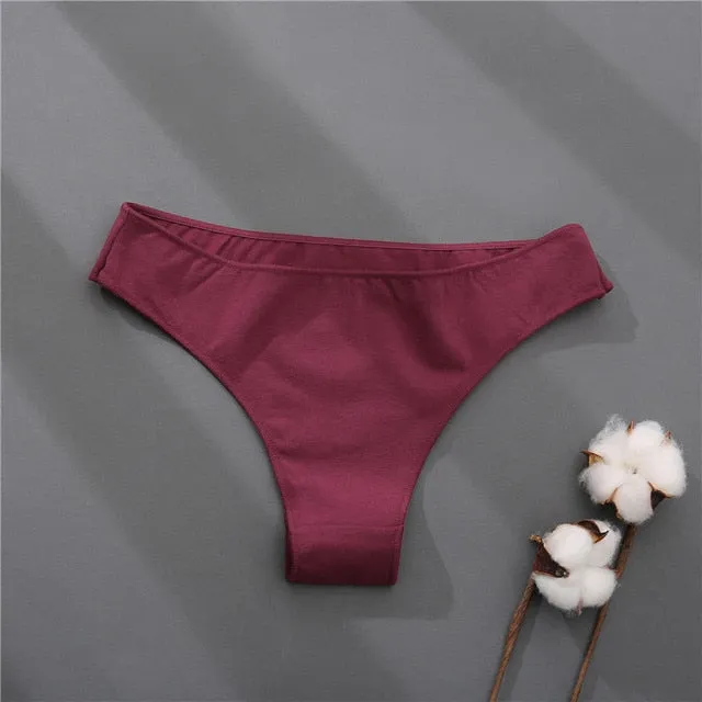 Cotton Mix Women's Panties Comfortable Underwear Low Waist Solid Color Briefs Plus Size Panty Lingerie