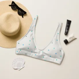 Cream and Blue Polka Dot Recycled Padded Bikini Bra Top