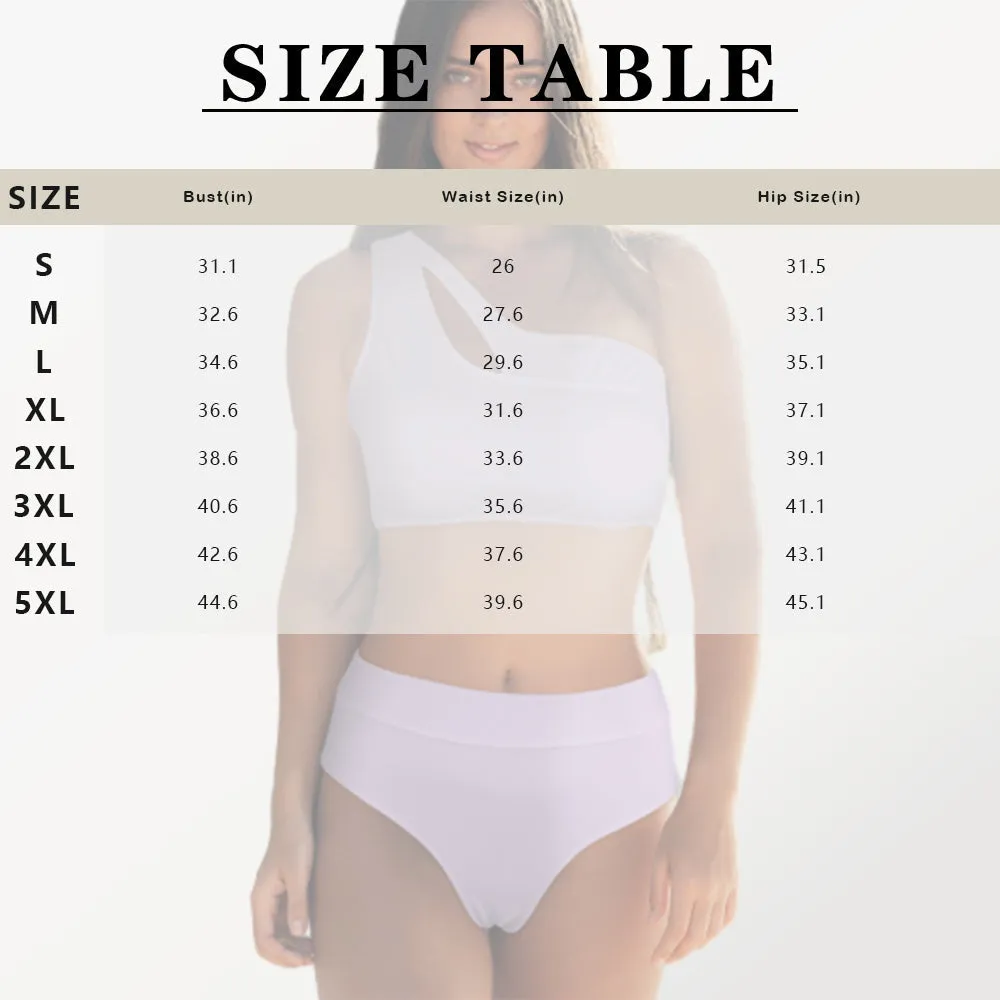 Custom Face American Flag Women One Shoulder Bikini Set High Waisted Tie Cut Two Piece Swimsuits