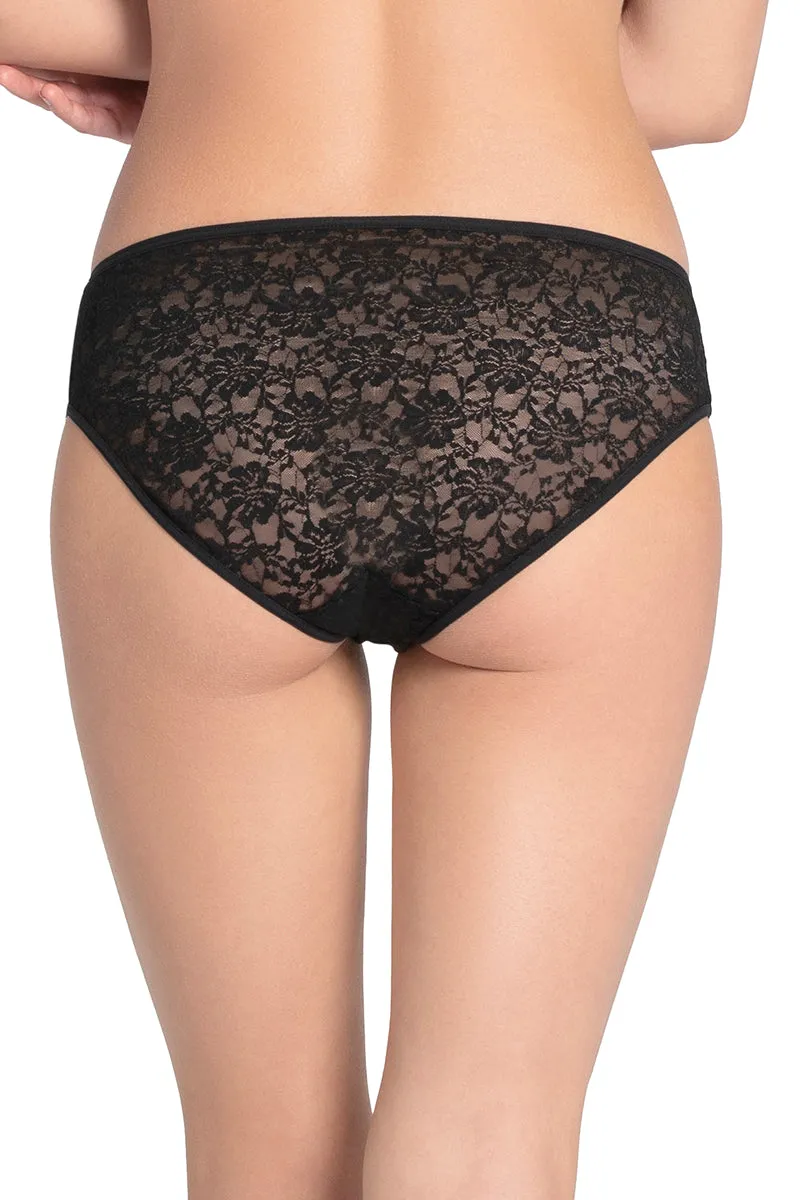 Floral Romance Low Rise Bikini Panty - Black-Sea Pink