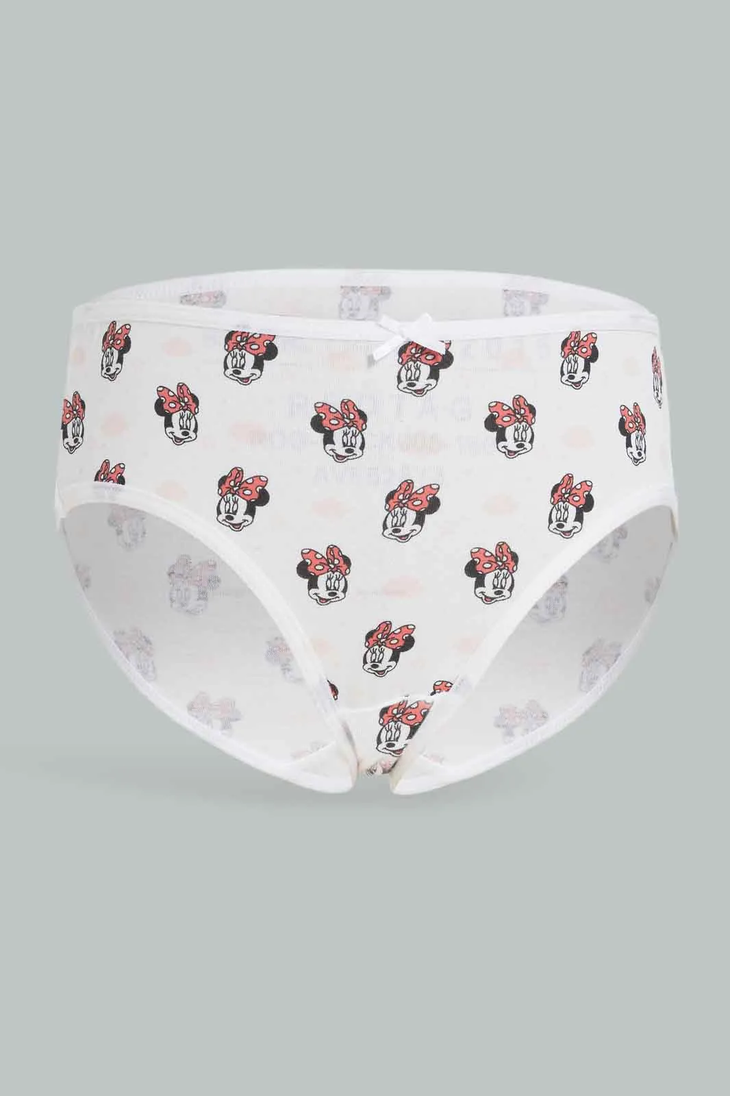 Girls White And Pink Mini Mouse Print Brief Set (Pack Of 3)