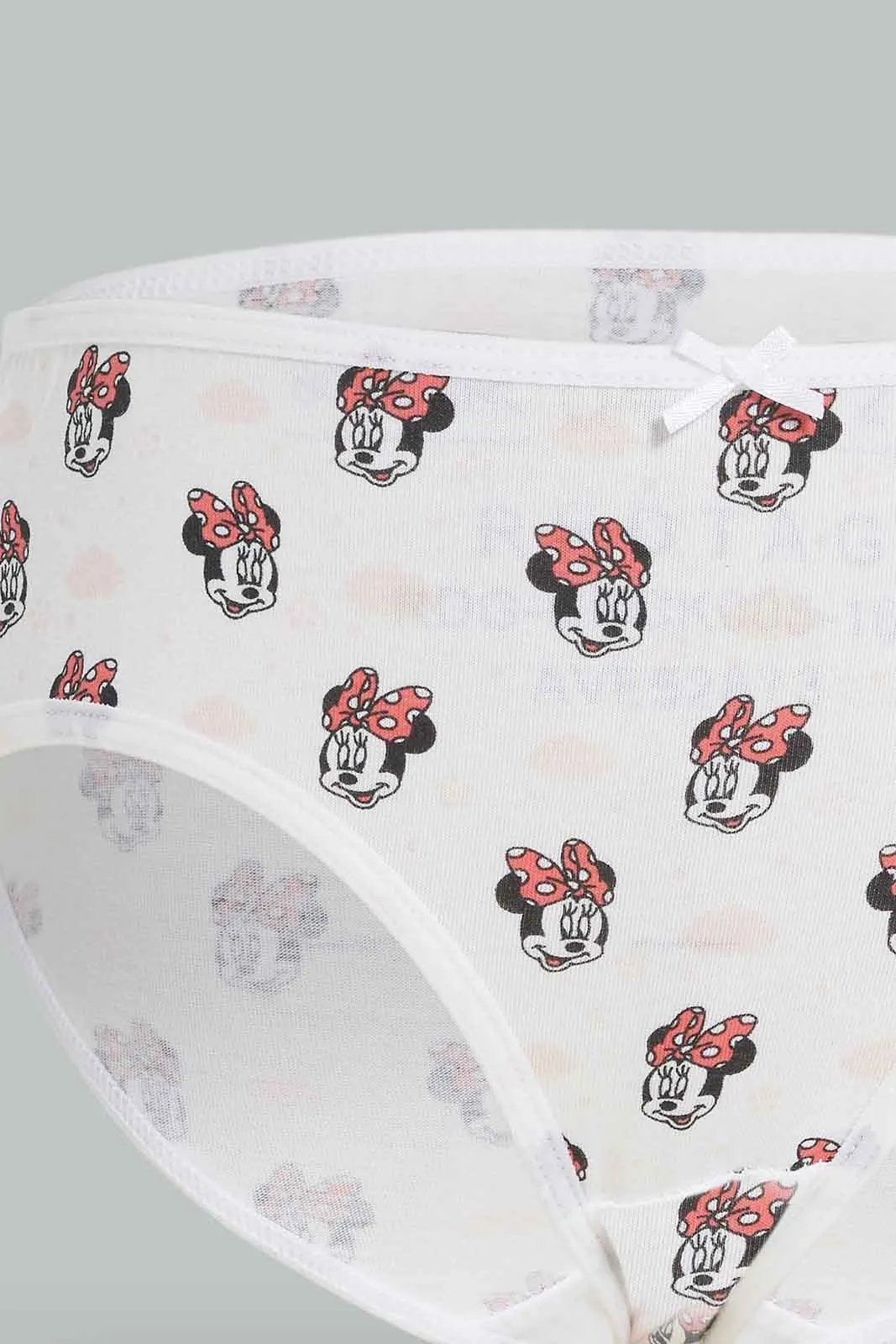 Girls White And Pink Mini Mouse Print Brief Set (Pack Of 3)
