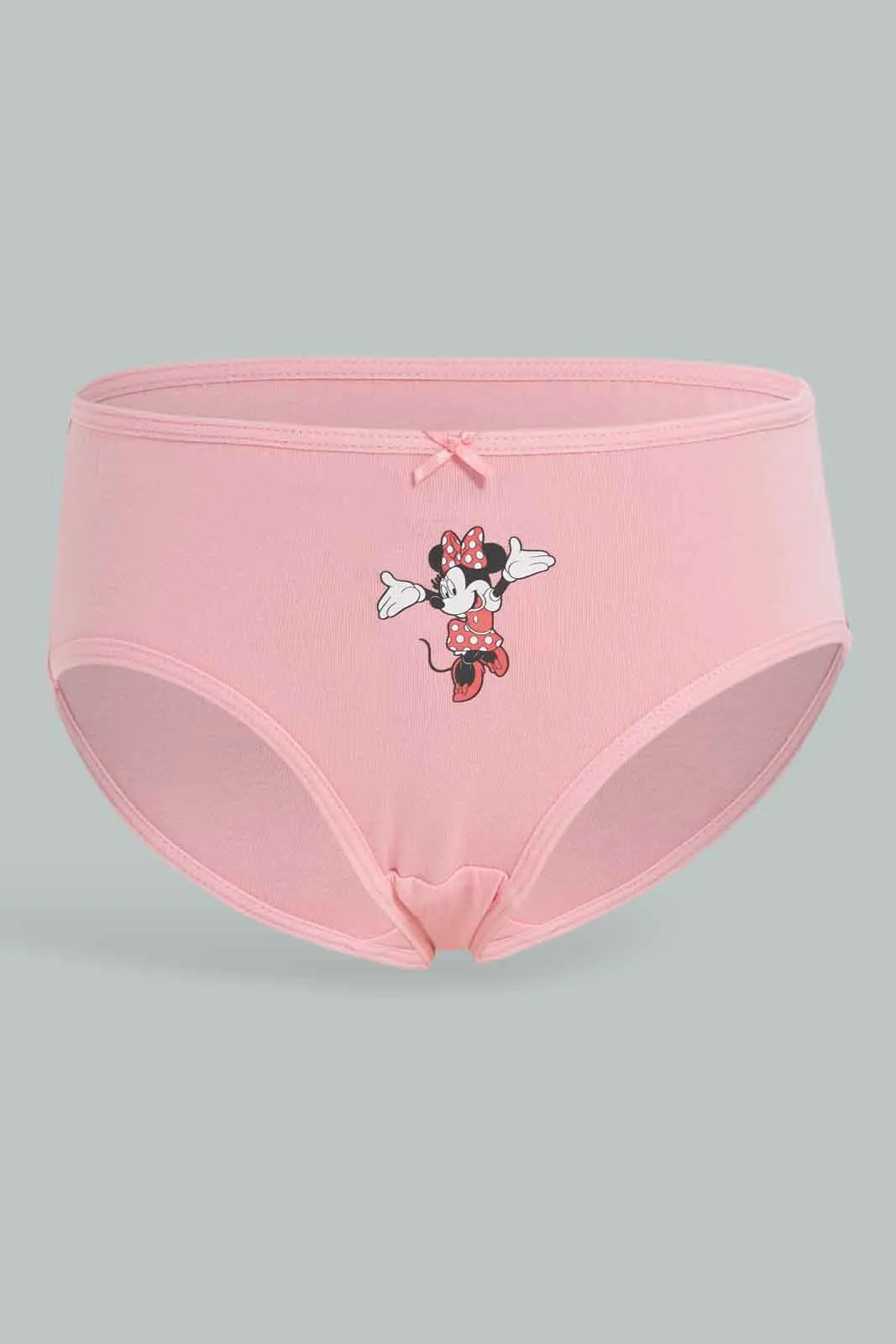 Girls White And Pink Mini Mouse Print Brief Set (Pack Of 3)