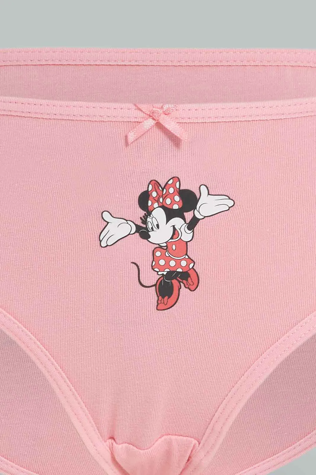 Girls White And Pink Mini Mouse Print Brief Set (Pack Of 3)