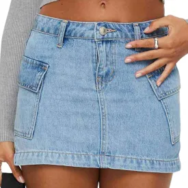 High Stretchy Cargo Skirt for Women Low Waist Y2k Mini Skirt Denim Casual Lightweight Multicolor Skirt with Pockets