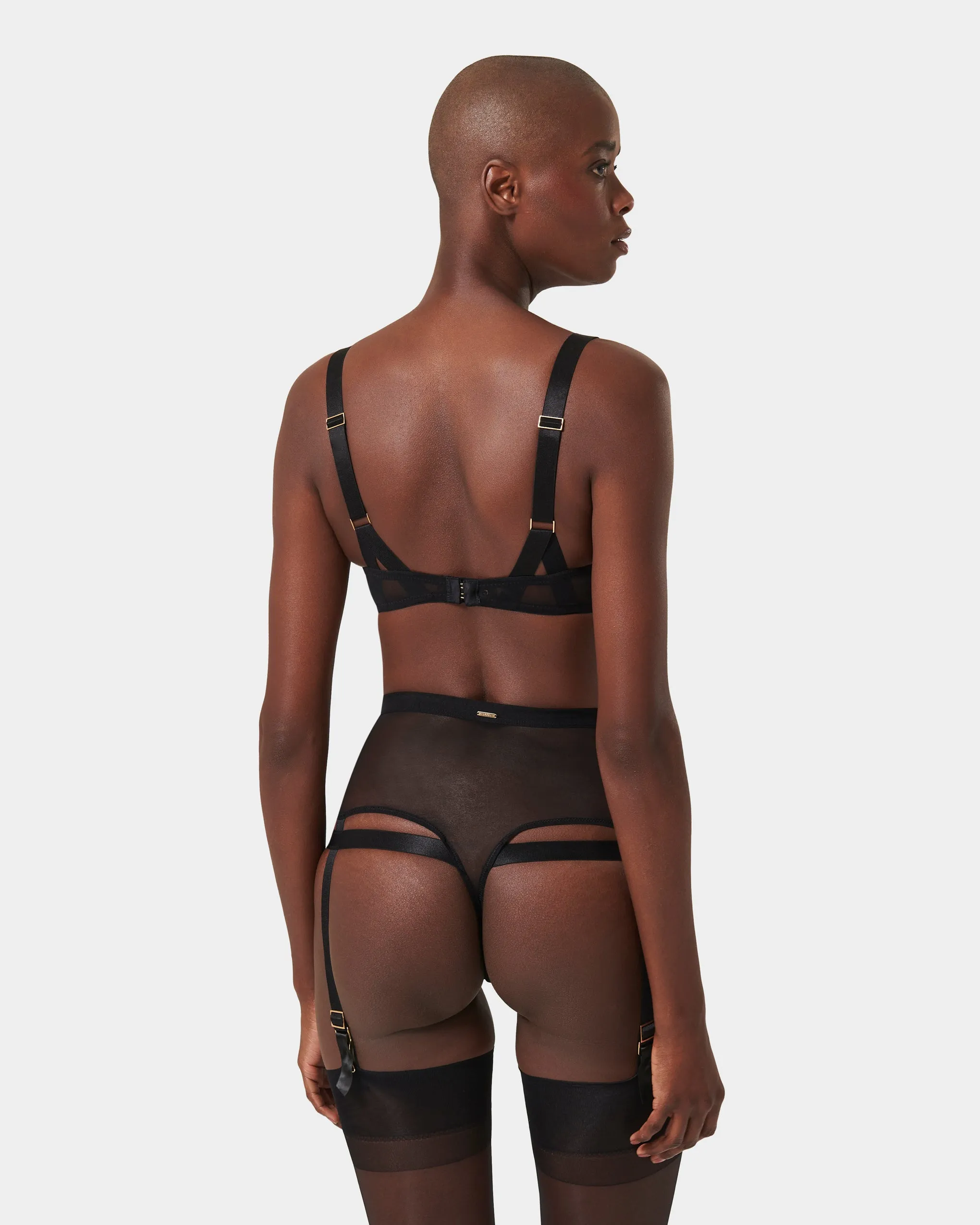 Karolina Suspender Thong in Black