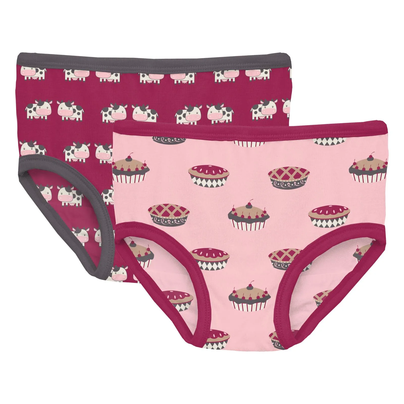 KicKee Pants Berry Cow & Lotus Pies Girls Underwear Set