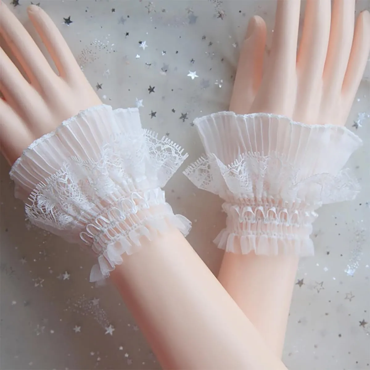 Lolita Lace Gloves Hand Sleeve Cuff Fingerless Elastic Manicure Decorative for Women Bridal Wedding Party Accessories