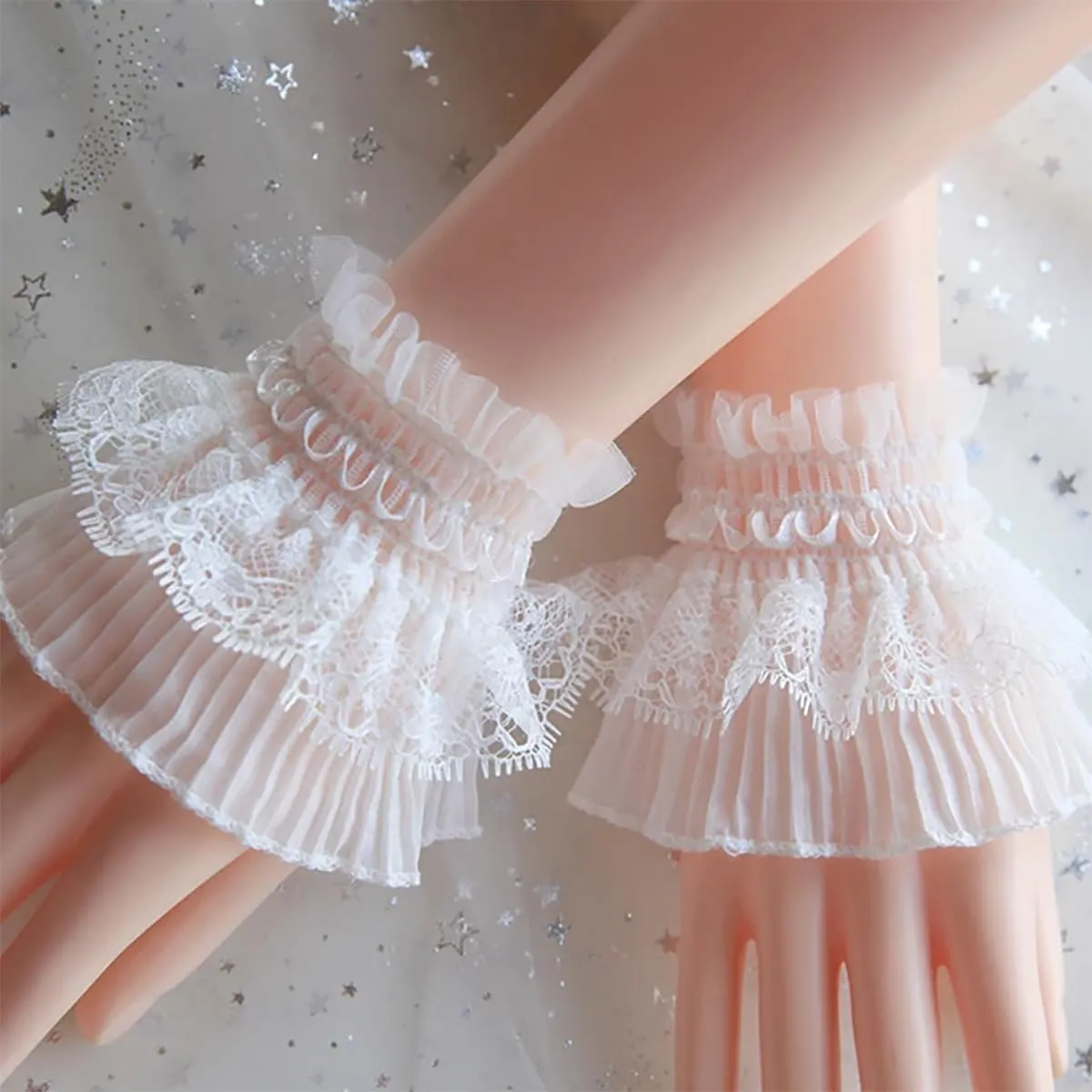 Lolita Lace Gloves Hand Sleeve Cuff Fingerless Elastic Manicure Decorative for Women Bridal Wedding Party Accessories