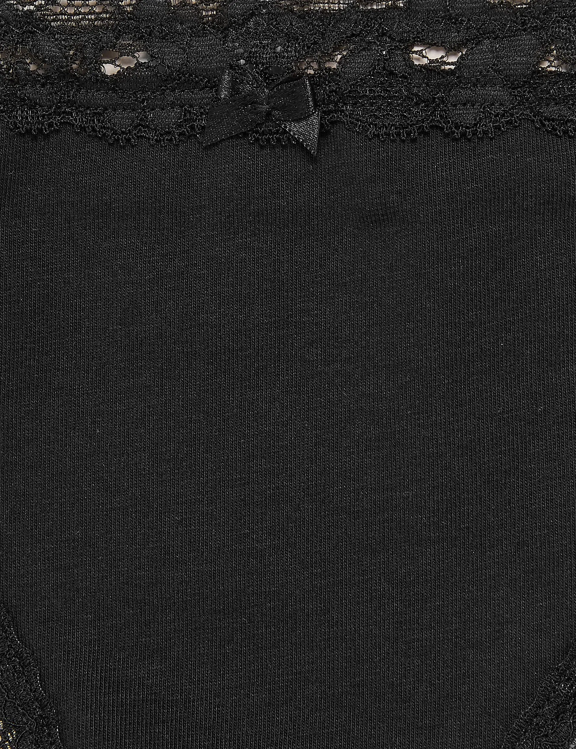 Marks & Spencer 3 pair cotton and lace bikini briefs, black