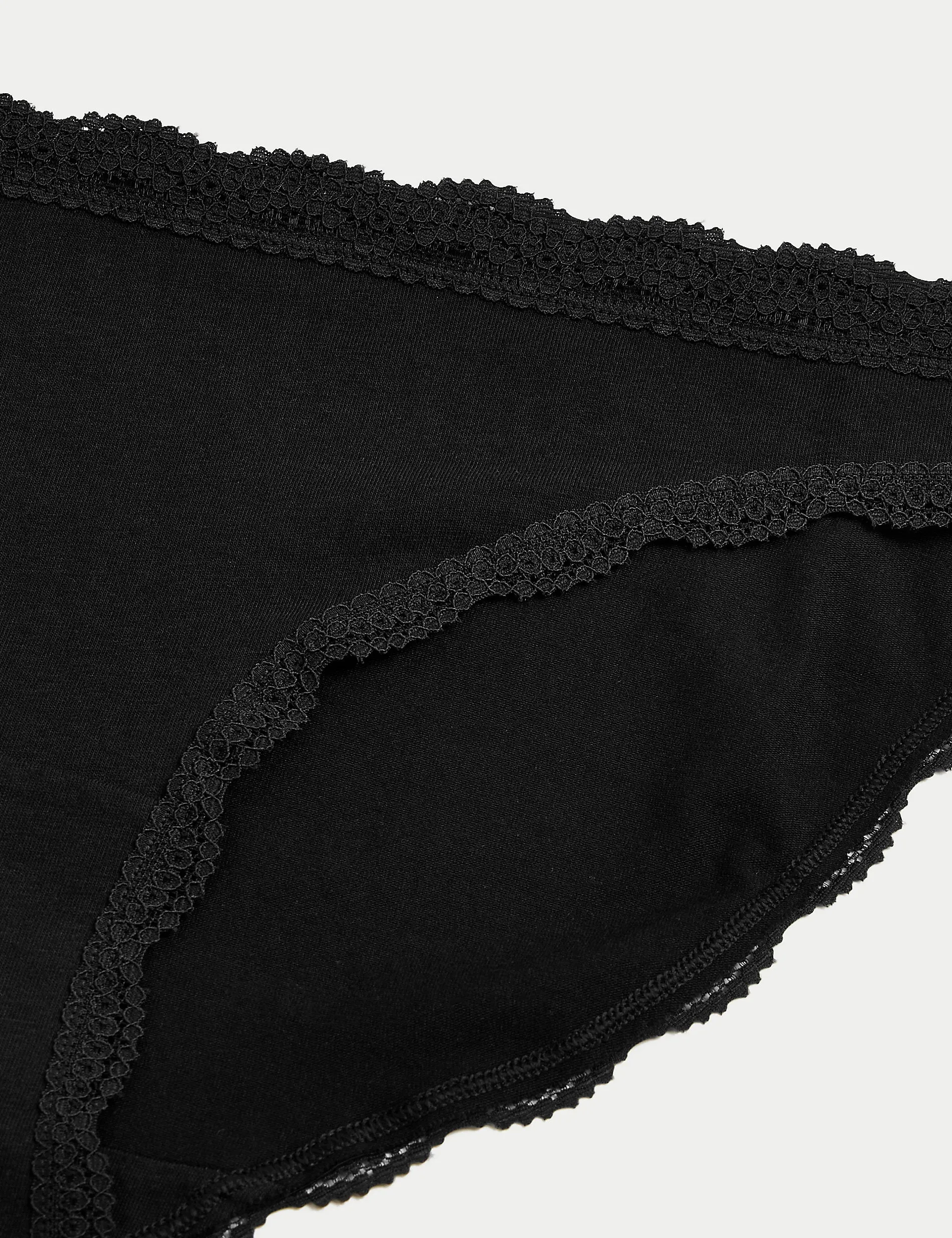 Marks & Spencer 3 pair cotton and lace bikini briefs, black