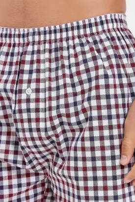 Men Navy And White Checkered Boxers Set (Pack of 2)