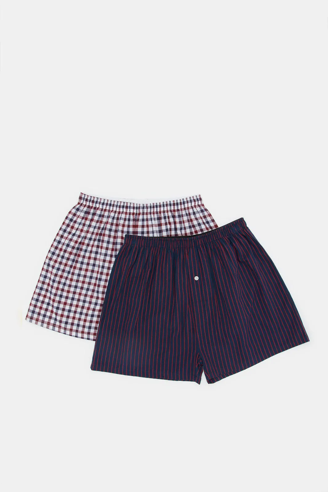 Men Navy And White Checkered Boxers Set (Pack of 2)