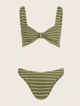 Metallic moss and white Bonnie bikini