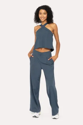 Mono B Flex Flow Pleated Wide Leg Pants
