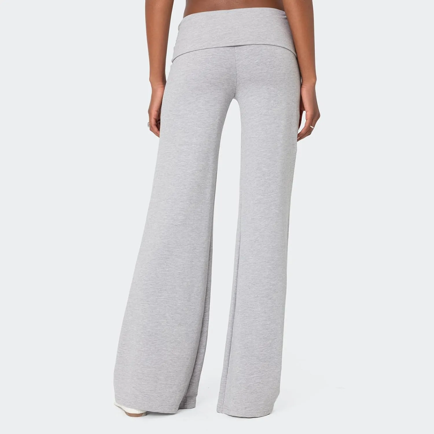 NZNDSHD Fold Over Yoga Pants for Women Low Rise Straight Leg Sweatpants Y2k Solid Color Stretchy Loose Gym Lounge Leggings