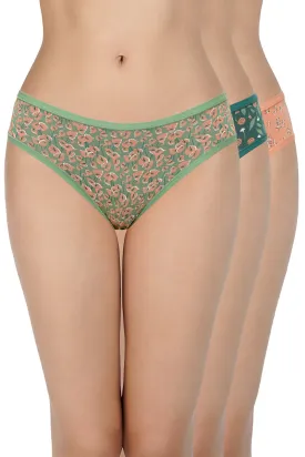 Printed Mid Rise Bikini Panty (Pack of 3)