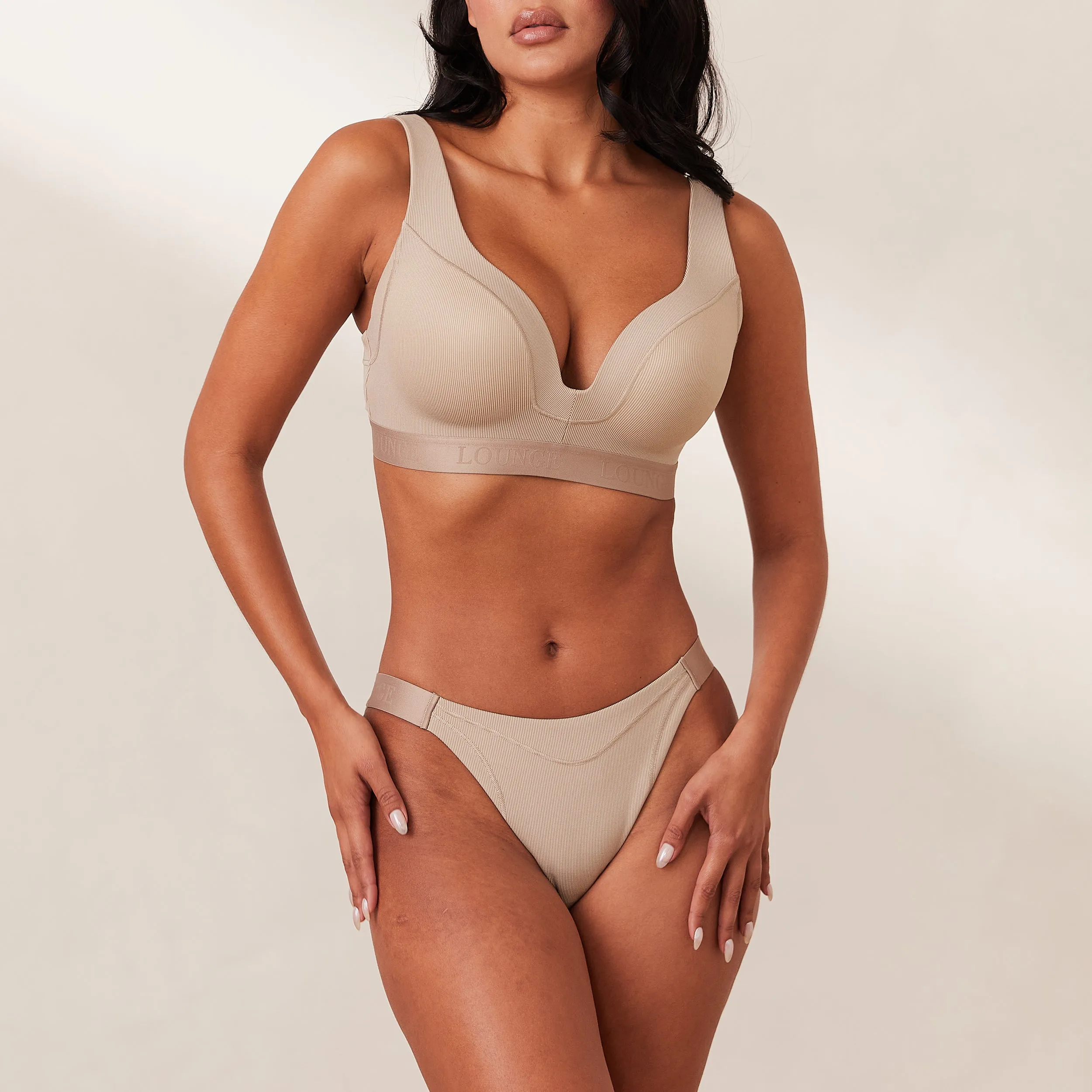 Ribbed Mindful Bra  - Mink