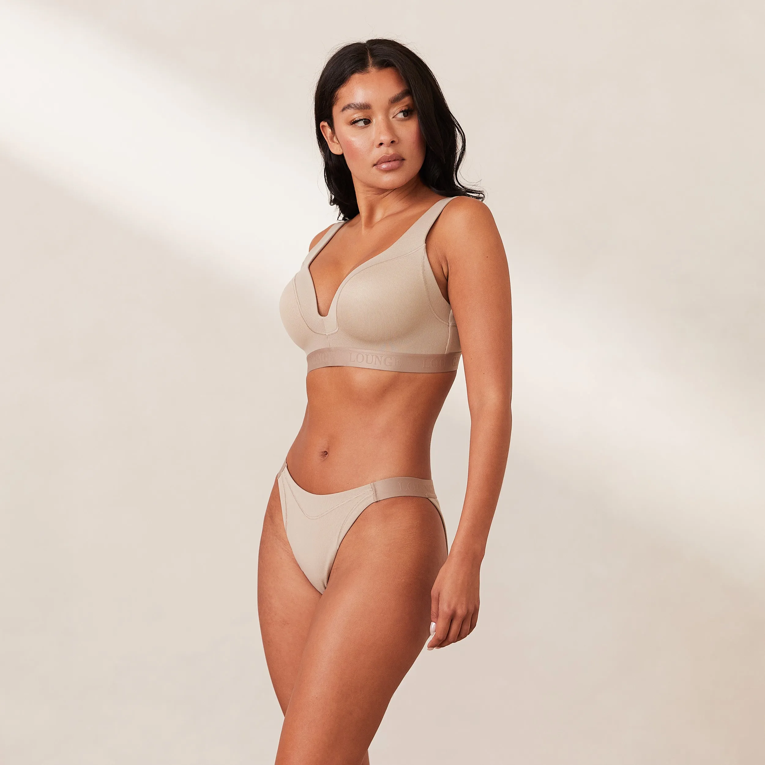 Ribbed Mindful Bra  - Mink