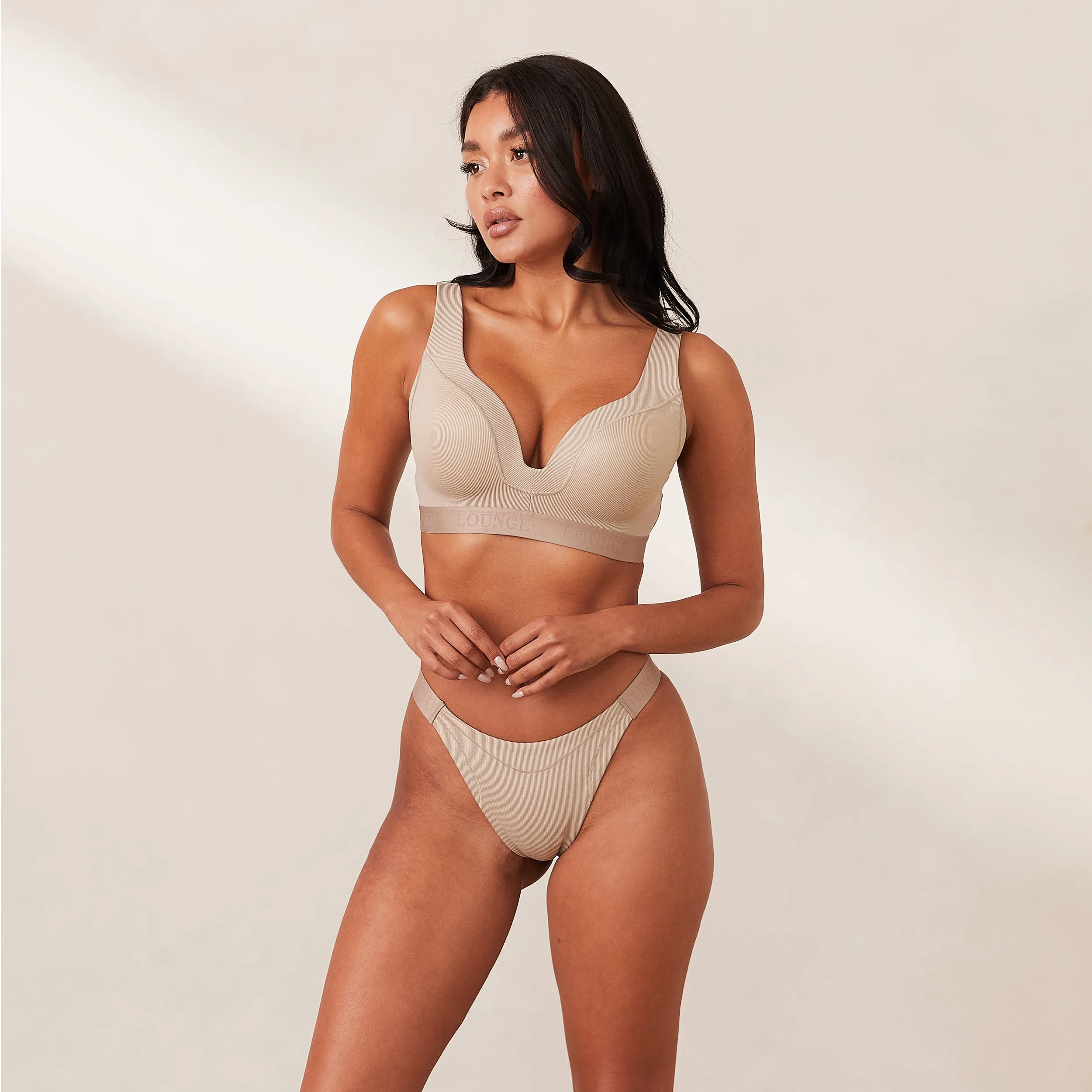 Ribbed Mindful Bra  - Mink