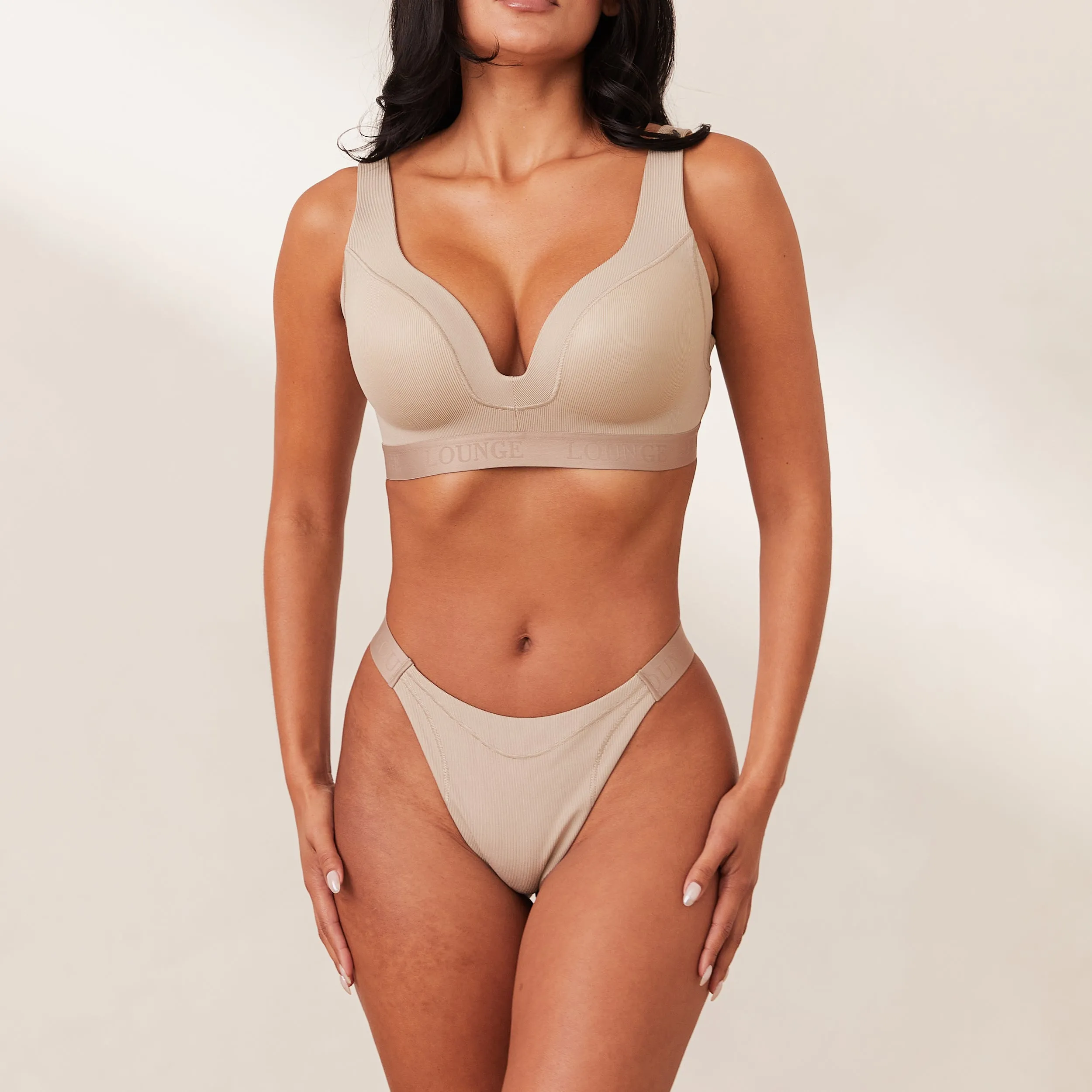 Ribbed Mindful Bra  - Mink