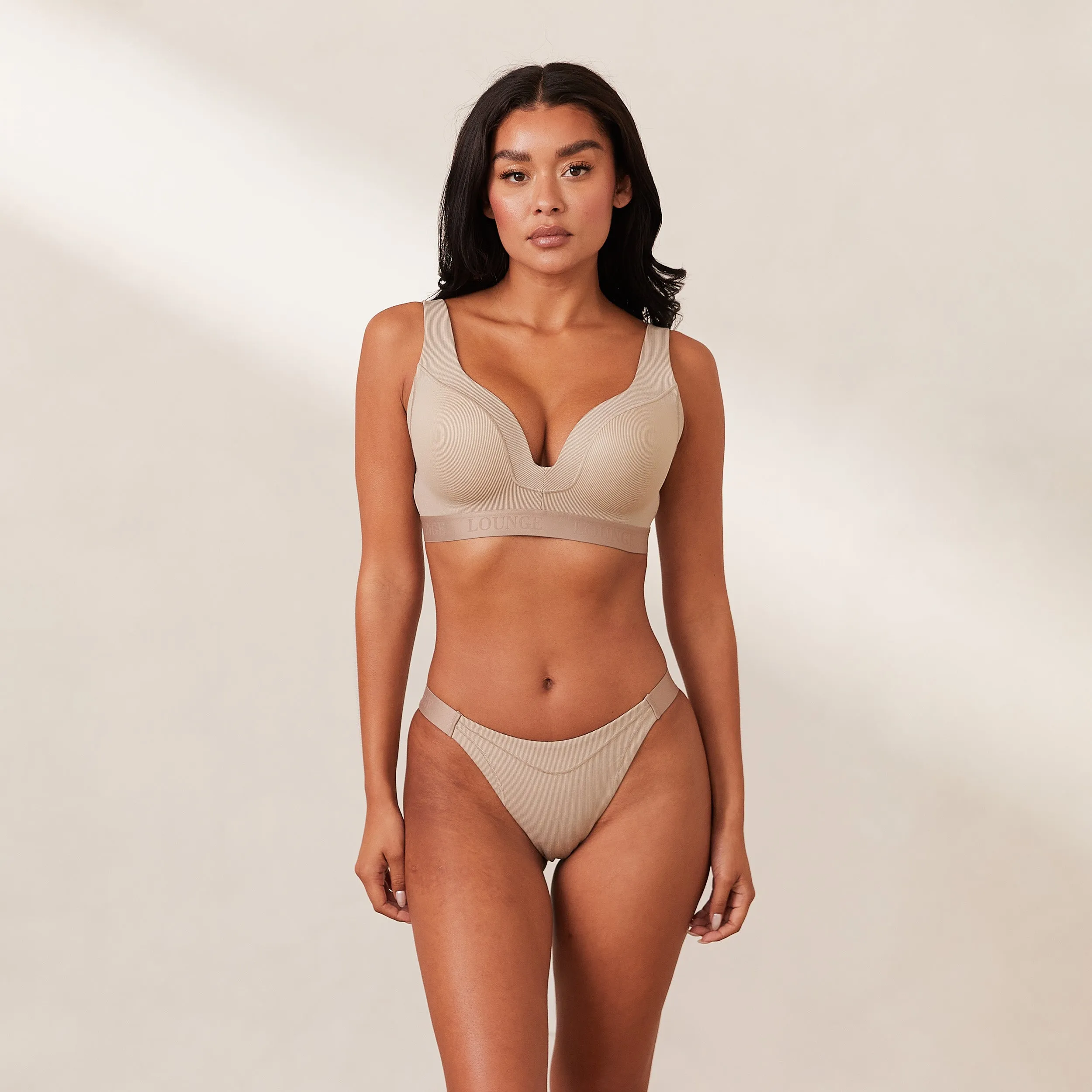 Ribbed Mindful Bra  - Mink