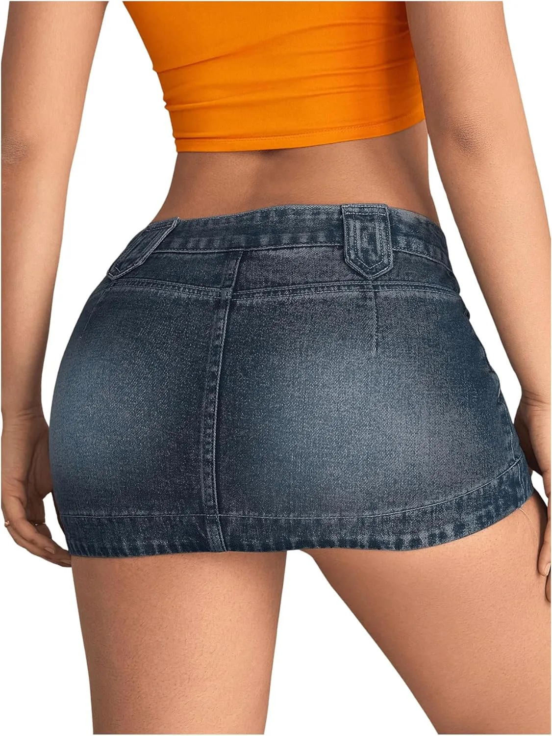 SHENHE Women's Low Rise Denim Mini Skirt Sexy Bodycon Jean Skirt with Pockets