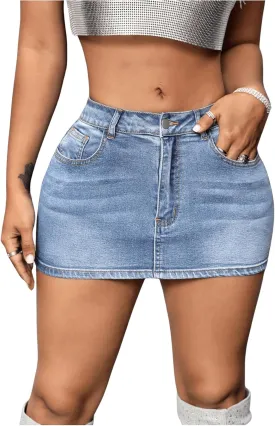 SHENHE Women's Ripped Low Rise Zip Fly Denim Skirt Sexy Y2k Vintage Jean Mini Skirt