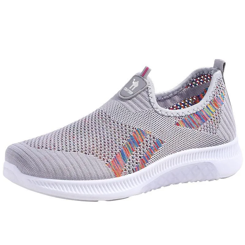 Slip on fly-woven breathable casual lightweight breathable sneakers