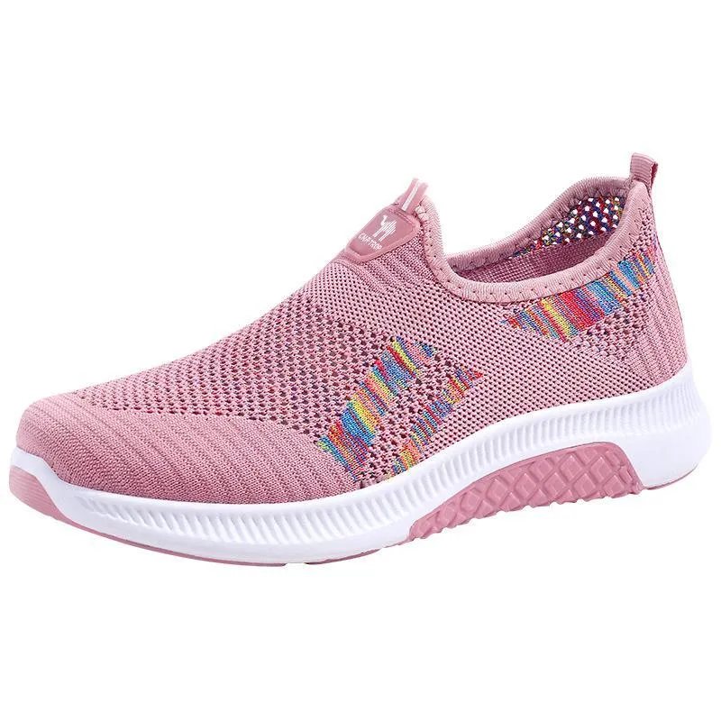 Slip on fly-woven breathable casual lightweight breathable sneakers