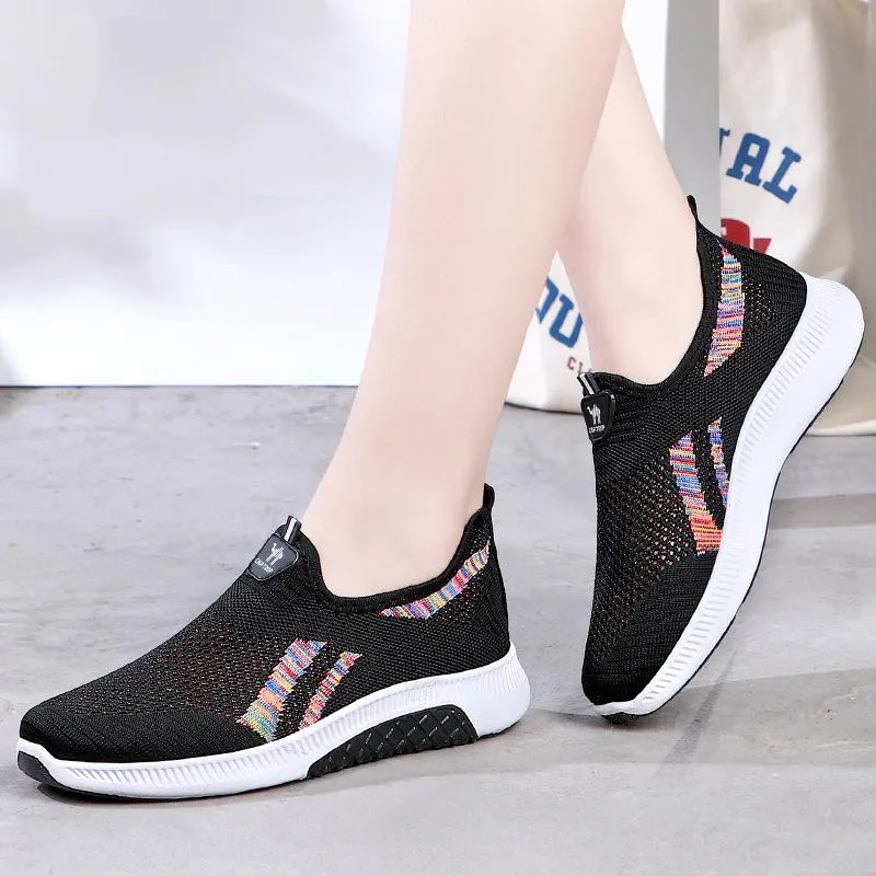 Slip on fly-woven breathable casual lightweight breathable sneakers