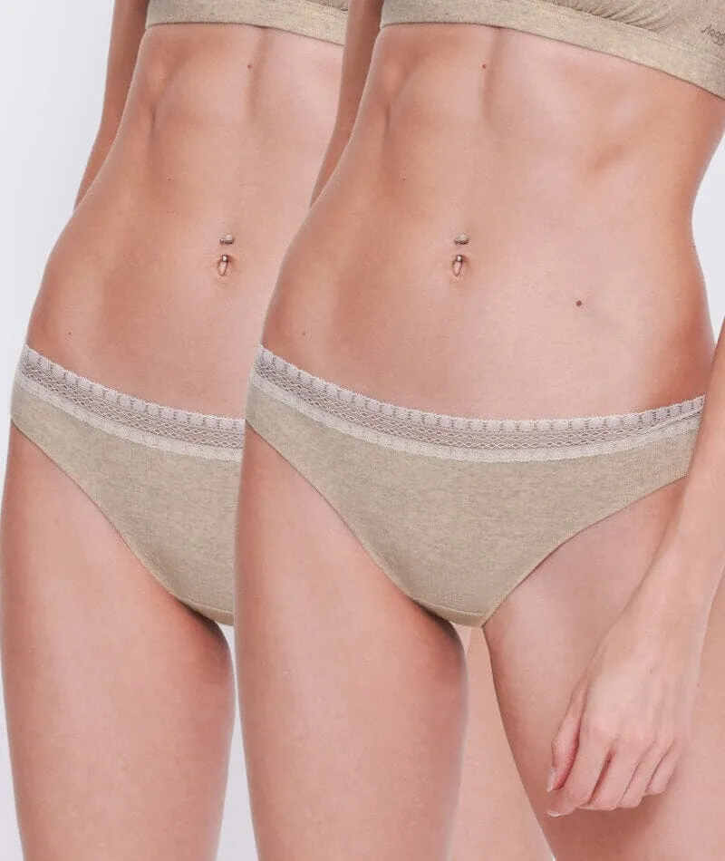 Sloggi Go Ribbed Brazilian Brief 2 Pack - Grey Combination